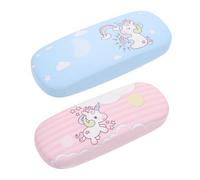 Healvian 2Pcs Cartoon Unicorn Glasses Case Lightweight PU Eyeglass Case for Outdoor Protective Eyewear Storage Box