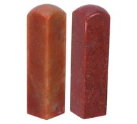 Healvian 2pcs Chinese Seal Carving Stones, Fine Polished Round-Head Red Stone Blanks for Name Stamp Engraving, Traditional Calligraphy and Brush Painting Supplies for Artists and Office Use