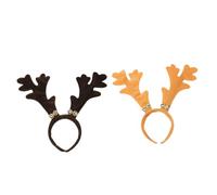 Healvian 2Pcs Christmas Antler Hairband with Adorable Bow Decorative Headdress for Soft Material Non-fading Velvet Reindeer Headband with Bells Comfortable Fit for Holiday Parties and Photo