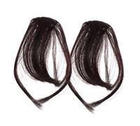 Healvian 2pcs Clip-in Fake Bangs Hair Extensions for Women Wispy Lightweight Hairpiece with Natural Deep Brown Color Easy Styling for Daily Wear Parties Cosplay and Weddings
