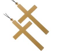 Healvian 2pcs Cross Pendant Necklace for Nun Lightweight Monk Accessory Religious Cosplay Prop for Halloween Party and Dress Up Events