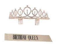 Healvian 2pcs Crown Hair Hoop Letter Printing Sash for Birthday Party Decoration Elegant Party Etiquette Belt for Girls Women for Celebrating Style Birthday Accessories