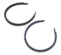 Healvian 2pcs Crystal Headband Fashionable Decorative Hair Accessories for Women Sparkly Comfortable for Everyday Use Parties and Concerts Black