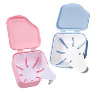 Healvian 2pcs Denture Cleaning Box Denture Case Retainer Cleaning Case Convenient Brace Holder for Orthodontic Retainer in Bathroom Accessory