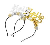 Healvian 2pcs Digital Draw Hairband for Women Year Celebration Happy Year Headbands Theme Party Hair Accessories for Girl