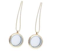 Healvian 2pcs DIY Alloy Circle Necklace Photo Frame Pendant Tray for Men Women Sturdy Glass Memory Locket Lightweight Portable Jewelry Craft gift for for for for for for