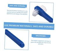 Healvian 2pcs Double-Head Denture Toothbrush Set for Oral Blind Spot Cleaning, Small Size Dental Brush Blue and Red Handles, Soft Bristles for Adult Fake Teeth Care
