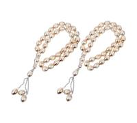 Healvian 2pcs Dual Purpose Muslim Prayer Beads Bead Arabic Tasbih Counter Bracelets Beige Acrylic Meditation Hand Chain for Men and Women Stylish Religious Jewelry for Worship and Spiritual