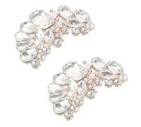 Healvian 2pcs Elegant Rose Gold Bridal Shoe Clips for Women Detachable Rhinestone Flower Buckles for High Heels Glamorous Decorations for Weddings Parties and Everyday Wear