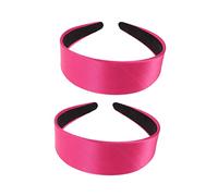 Healvian 2Pcs Elegant Solid Color Wide Edge Hair Hoops Satin Headbands for Women for Parties and Special Occasions Rosy Hair Accessories