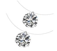 Healvian 2Pcs Elegant Zircon Pendant Necklaces with Invisible Fish Wire Delicate Jewelry for Stylish Clavicle Chain Unique Design for Everyday Wear