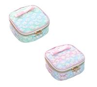 Healvian 2pcs Embroidered Mesh Menstrual Pad Bags Sanitary Napkin Holders Portable Zipper Storage Pouch for Women Teens, Random Color Set, Feminine Care Organizers