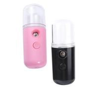 Healvian 2pcs Facial Mister and Face Humidifier Usb Rechargeable Portable Cool Mist Sprayer for Hydrating Skin at Home and Travel, Handheld Beauty Steamer with Pink and Black Colors