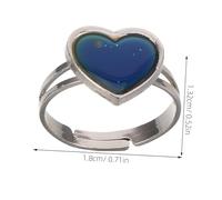 Healvian 2Pcs Fashion Color Changing Mood Temperature Ring for Women Teens Open Heart Shape Emotion Sensitive Jewelry Durable Chic Bohemian Style