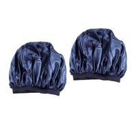 Healvian 2pcs Fashion Satin Flower Printed Wide Brim Sleep Cap for Home Salon Use Elastic Comfortable Design Navy for Protecting Hair during Showers and Sleep