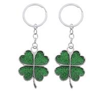 Healvian 2Pcs Four Leaf Clover Keychains Good Luck Charms Key Chain 4 Leaf Clover Key Ring Cute Green Keyring for Backpack Purse Car Women St Patricks Accessories