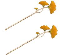 Healvian 2pcs Ginkgo Leaf Hair Sticks Vintage Chinese Style Elegant Bun Hair Pins for Women Smooth Edges Chignon Accessories