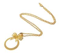 Healvian 2pcs Glass Pendant Necklace for Women Portable Magnifier Jewelry Bow Design for Reading Print Crafts and Hobby Activities