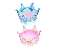 Healvian 2Pcs Glitter Crown Hair Comb for Portable Detangler Brush Lightweight Hairbrush Easy to Hold Birthday Gift Random Color Random Color