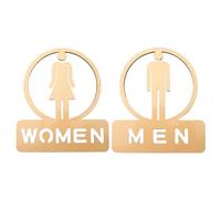 Healvian 2pcs Gold Bathroom Sign - Men And Women Restroom Signage Self-Adhesive Backed Acrylic Gender Symbol For Business Home Building Commercial