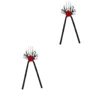 Healvian 2pcs Gothic Skeleton Hand Hair Clip with Rose Flower Decoration for Halloween Parties Unique and Decorative Hair Accessories for Themed Dances and Masquerade Balls