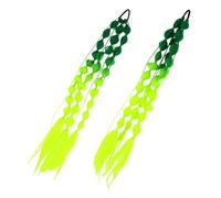 Healvian 2pcs Gradient Bubble Braids Hair Extensions with Hair Tie Handwoven Long Ombre Ponytail for Festivals Music Events Carnivals Easy Green Colored Accessories