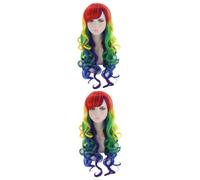 Healvian 2pcs Gradient Long Wavy Curly Wig for Cosplay Party Stylish Women Hair Wig Gradient for Costume Events and Daily Use