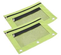 Healvian 2pcs Green Pencil Pouch Window, Large Capacity Multi-Use Pen Bag and File Folder for Office Stationery Storage