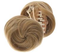 Healvian 2pcs Hair Bun Extensions Clip High-temperature Synthetic Straight Hairpiece for Messy Buns for Daily Wear Weddings Parties and Special Occasions