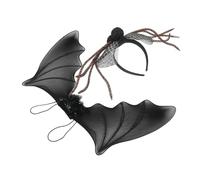Healvian 2Pcs Halloween Bat Wings Spider Headdress Set Black Mesh Devil Wings Cosplay Accessories for Vampire Demon Costume Versatile Party Decoration for Adults