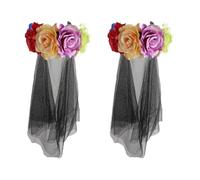 Healvian 2pcs Halloween Decor Veil for Makeup and Party for Festival Carnival Occasions Festive Pattern Style