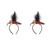 Healvian 2pcs Halloween Headband Tiny Witch Hat Fake Plume Headband for Festival Carnival for Halloween Party Hair Accessories