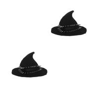 Healvian 2pcs Halloween Witch Hat for Women and Men, Steampunk Gothic Pointed Knitted Wizard Hat with Rivet Studs, Warm and Comfortable Polyester Cap for Festive Dressups and Themed Events