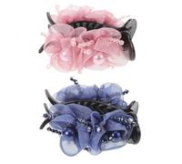 Healvian 2pcs High Ponytail Claw Hair Clips with Pearl Beads Non-slip Hair Accessories for Women Girls, Stylish Ponytail Holder Suitable for Wedding Party and Daily Use in Rose Red