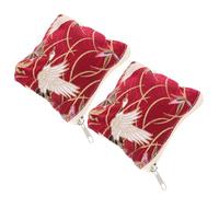 Healvian 2pcs Japanese Brocade Jewelry Pouch Vintage Zipper Coin Purse Mini Clutch Wallet for Keys and Change Portable Card Purse with Chic Cultural Design