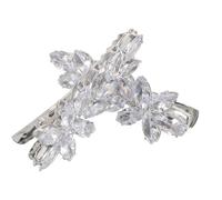 Healvian 2pcs Leaf Shaped Zircon Hair Clips Made of Copper with Lightweight Design and Secure Hold, Elegant Silver Hair Accessories for Women and Brides at Weddings or Festive Gatherings