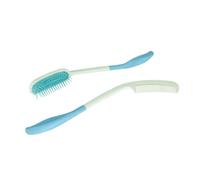 Healvian 2pcs Long Handle Plastic Combs Ergonomic Bend Design for Elderly Hair Care Lightweight Massaging Comb with Fine and Wide Teeth for Wet and Dry Hair Use