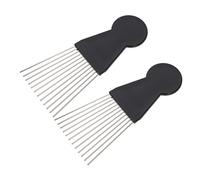 Healvian 2pcs Men Hair Pick Combs Steel Pin Hairdressing Tools for Styling Afro Hair Wet Dry Use Barber Salon Accessories