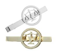 Healvian 2pcs Men Stainless Steel Tie Clips Libra Scale Design Silver Gold Tie Pins Lawyer Emblem Necktie Bars 2.2 Inch for Business Formal Wedding Accessories