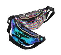 Healvian 2pcs Mermaid Sequin Crossbody Bags for Women Colorful Glitter Waist Packs with Spacious Interior Comfortable Outdoor Sport Travel Shoulder Pouch