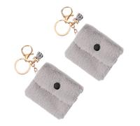 Healvian 2pcs Mini Coin Bag Key Holder Keychain Set Candy Color Hard Shell Key Ring Pendant Compact Change Bag and Cable Storage Grey