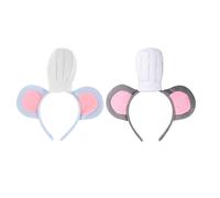 Healvian 2PCS Mouse Ears Headband with Chef Hat, Cartoon Unisex Rat Costume Headbands for Halloween, Kitchen Party, Birthday Photo Props, Animal-Themed Cosplay,