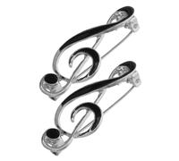 Healvian 2pcs Musical Note Brooch Alloy Enamel Pin Simple Design for Suit Shirt Music Party Favors Creative Lapel Pin for Music Lovers