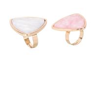 Healvian 2pcs Nail Art Shell Ring Palettes with Marble Triangle White and Pink Mixing Boards, Finger Ring Plate for Professional Nail Painting and Resin Polish Mixing