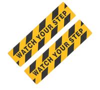 Healvian 2Pcs Non-Slip Anti-Skid Stair Tape with Watch Your Step Warning Sign, 15Cm X 60Cm Outdoor Safety Caution Adhesive Strips for Steps and Walkways