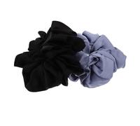 Healvian 2pcs Oversized French Style Fabric Scrunchies for Thick Hair Soft Jumbo Elastic Hair Bands for Women Black Royal Blue