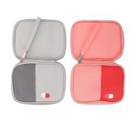 Healvian 2Pcs Oxford Fabric Storage Pouches with Zipper Closure and Carrying Handles Practical Medical Organizer Bags for Travel Outdoor Emergency Household Use Assorted Pink and Grey