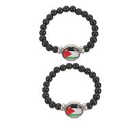 Healvian 2Pcs Palestine Flag Beaded Bracelet Stylish Patriotic Jewelry for Men Women Unique International Friendship Accessory Versatile Bead Design