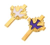 Healvian 2pcs Peace Dove Cross Brooch Pins for Women Alloy Religious Lapel Badge for Baptism Communion Party Decorations White and Blue Vintage Style
