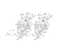 Healvian 2pcs Pearl Flower Hair Comb Bridal Wedding Hair Pins for Women Barrettes Crystal Rhinestone for Bride Bridesmaids Party Prom